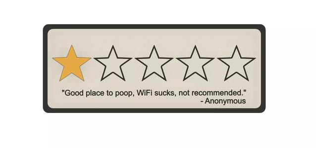 1 Star Wifi Sucks Poop Review Sign