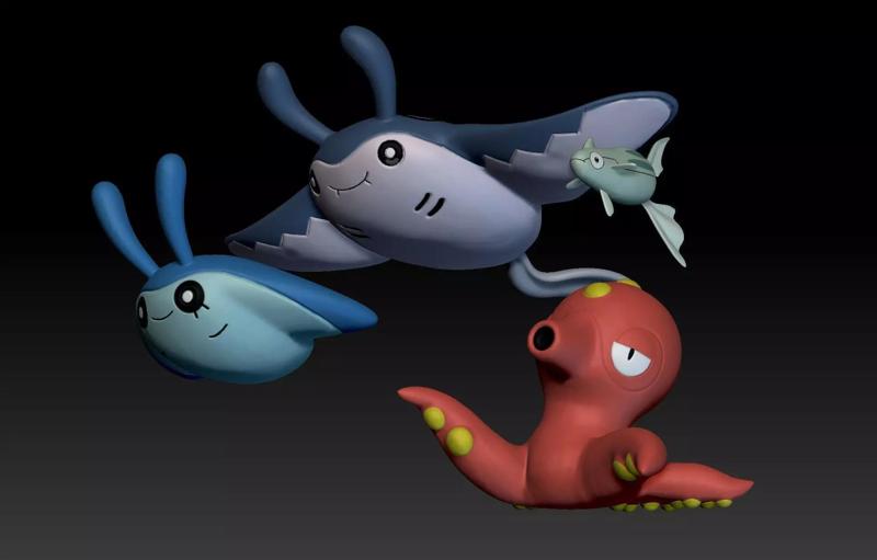 Pokemon Mantyke Mantine Remoraid Octillery