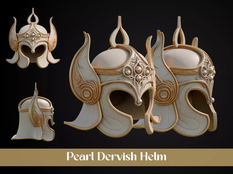 Stylized Persian Helmet - Pearl Dervish