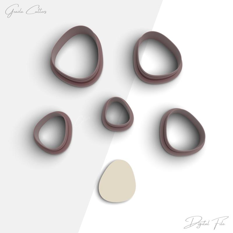 Organic Shape Clay Cutter, Basic Shapes Polymer Clay Cutter, Earring Cutters, 2 Cutter Version, 5 Sizes Included, Digital STL File, No: 824