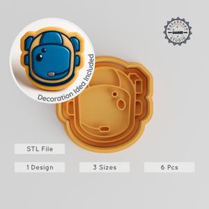 Space Helmet Cookie Cutter & Stamp Set, 6-Piece, Perfect for Cookies & Fondant, 3 Sizes S/M/L