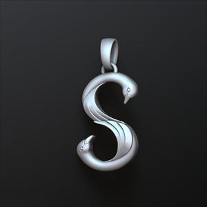 Bird Letter S Pendant 3D print model