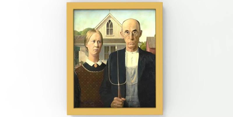 American Gothic painting by Grant Wood for 3D printing