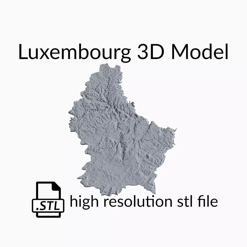 Luxembourg Topographic Map - 3D Terrain Topography of Luxembourg