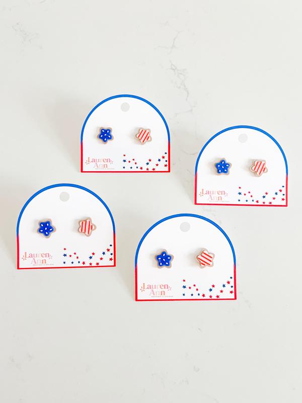 Fourth of July Cookie Stud Earrings