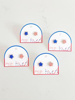 Fourth of July Cookie Stud Earrings