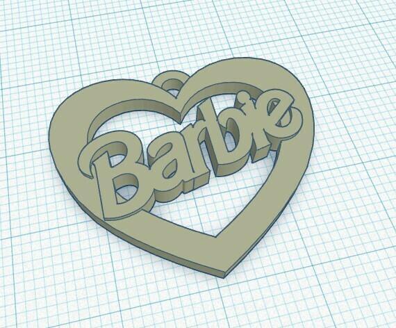 Barbie keychain heart charm ring