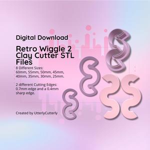 Clay Cutter STL File Retro Wiggle 2- Abstract Earring Digital File Download- 8 sizes & 2 Cutter Versions, cookie cutter