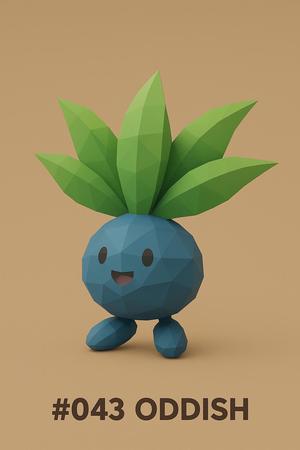 #043 Oddish – Low Poly Pokémon