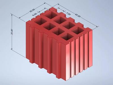 Brick model with measurements