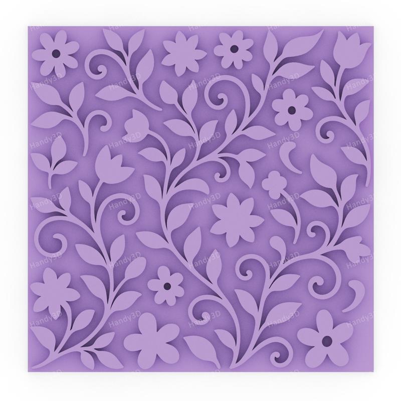 Floral Pattern Cookie Embosser - Botanical Texture Plate (9.5 cm)