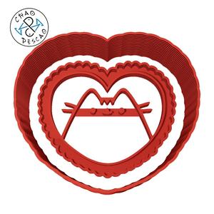 Pusheen Cat Heart - Cookie Cutter - Fondant - Polymer Clay