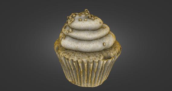 Chocolate Frosted Cupcake — Laser-Scanned 3D Model (500k & 2.5M OBJ/STL) — Swirled Frosting Detail - By ScanPantry