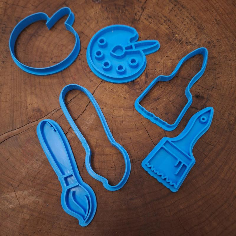 Art Tools Cookie Cutters STL – Paintbrush Palette Crayon Biscuit Cutters for 3D Printing