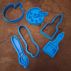 Art Tools Cookie Cutters STL – Paintbrush Palette Crayon Biscuit Cutters for 3D Printing