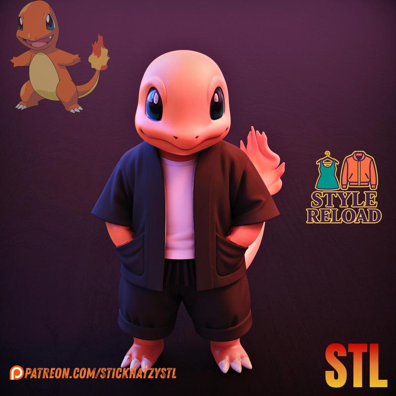 Charmander x Style Reload – STL Model | Pokémon Fashion Fusion