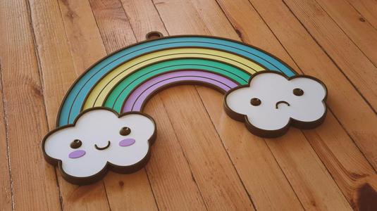 Cute Clouds and Rainbow 3D Printable Keychain Charm