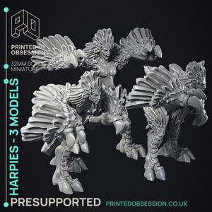 Harpies - Hell Hath no Fury - PRESUPPORTED - Illustrated and Stats - 32mm scale