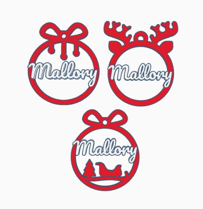 3 x Mallory, Christmas bauble