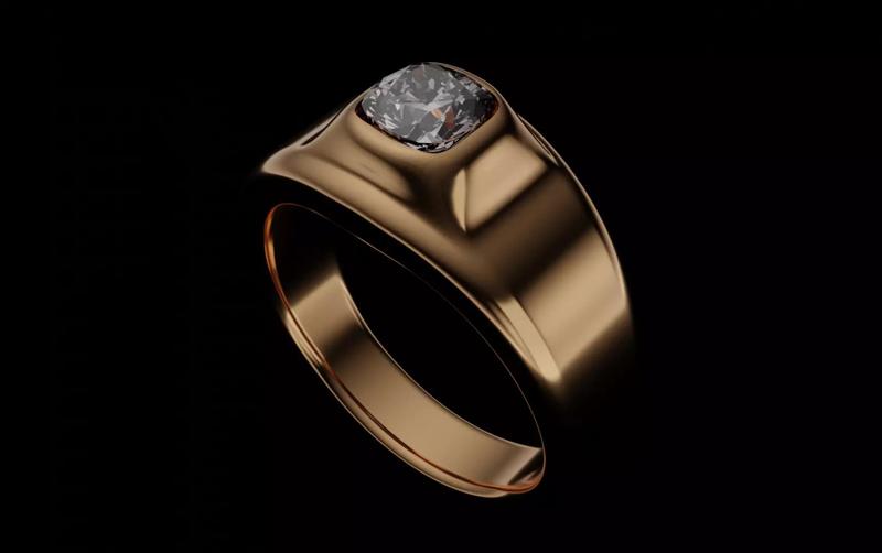 us size 10 gents cushion cut diamond ring pinky