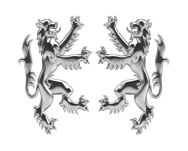 Rampant lion motif