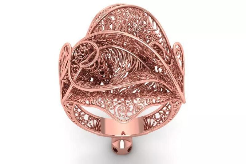 Vintage Filigree Ring STL OBJ FBX Renders Details