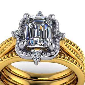 Vintage Emerald Cut Milgrain Classic Ladies  Band Ring Jewelry