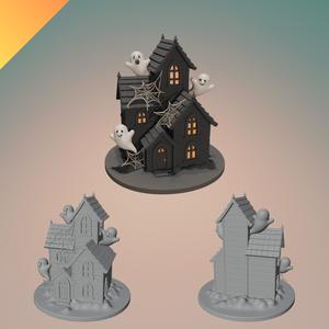Haunted House with Ghosts – 3D Printable Halloween Decoration  STL + GLB Format