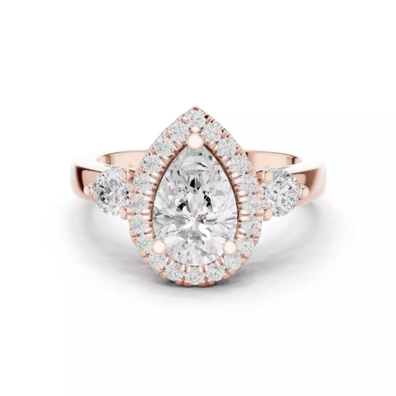 Pear Solitaire Ring 3dm stl renders animation videos details