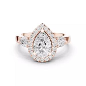Pear Solitaire Ring 3dm stl renders animation videos details