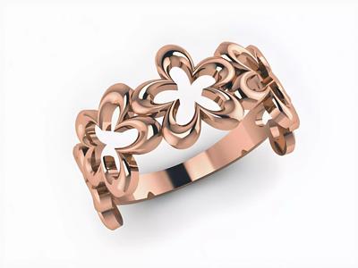 Flower Plain Gold Band Ring