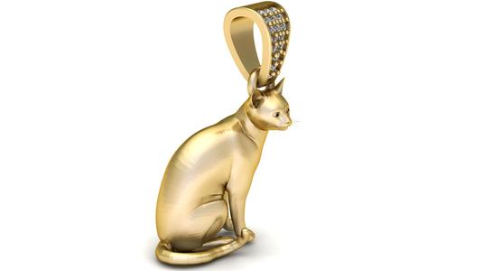 Sitting Cat Amulet Pendant 3D Printable Model