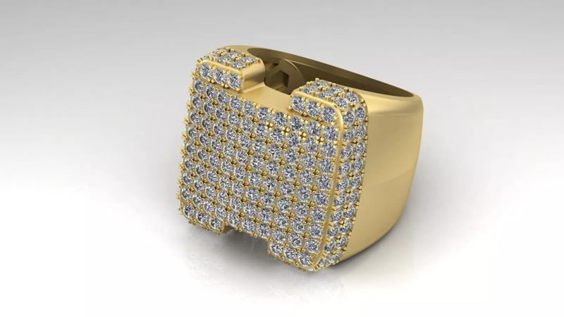 hip hop Ring with a lot off diamonds