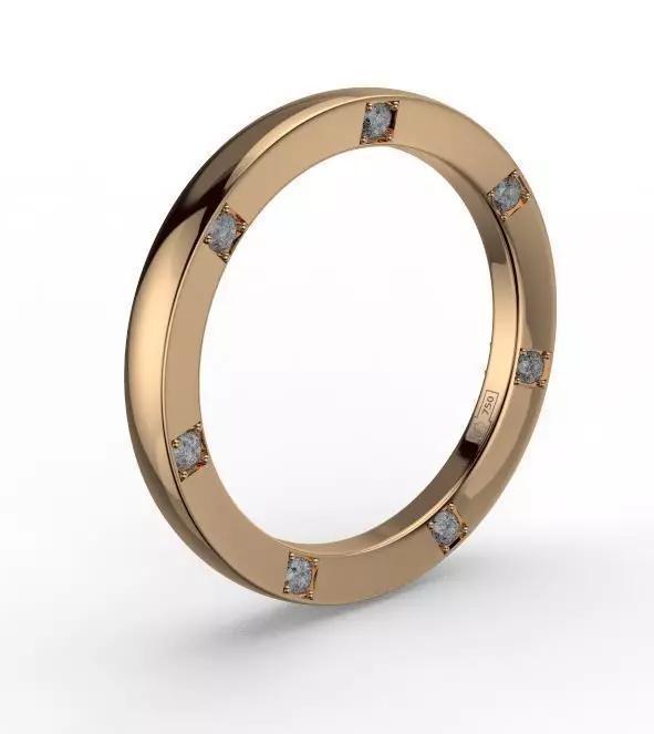 Gold engagement ring with 14 diamonds