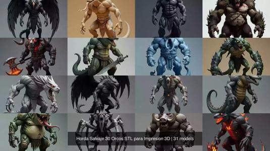 Horda Salvaje 30 Orcos STL para Impresion 3D 3D Model Collection