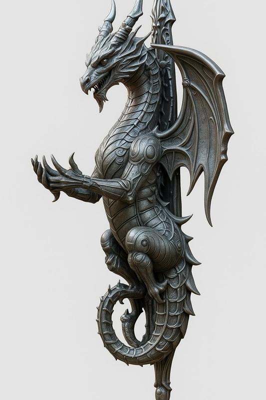 2x Medieval wall dragon