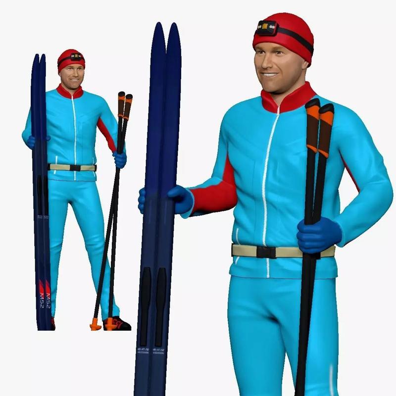 001174 skiman in blue red hat 3d print ready