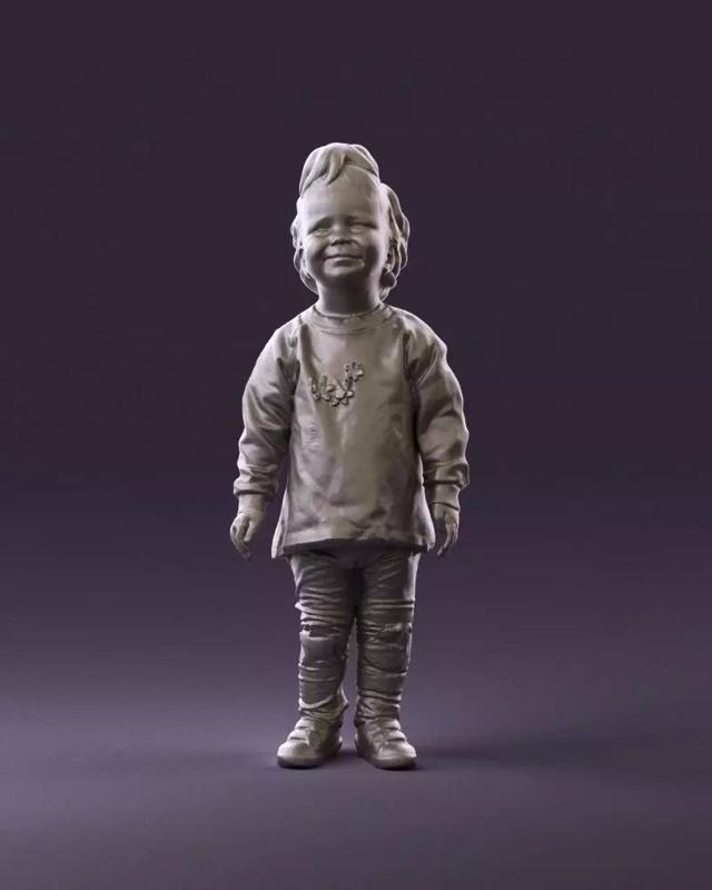 001046 little blonde kid in white 3D Print Ready