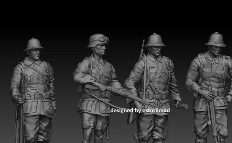 5 GERMAN SOLDIER AFRIKA KORPS RESTING