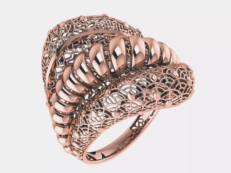 Wire Mesh Flower Plain gold ring