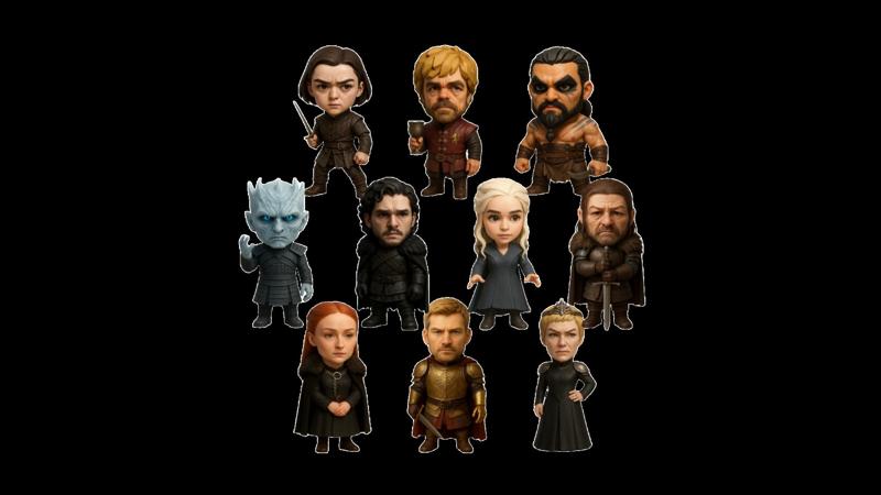 Game of Thrones Pack – Complete Collection of 10 legendary Characters  3D Style (STL)