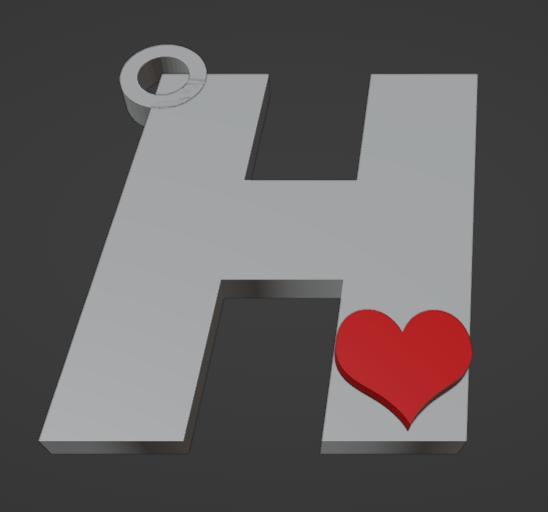 KEYCHAIN LETTER H WITH HEART
