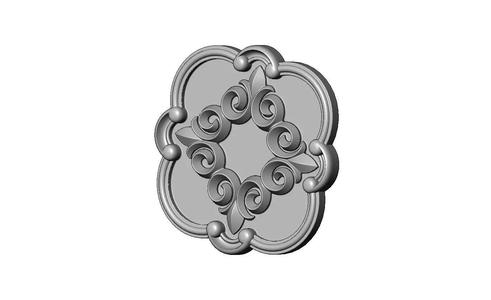 Rounded square scroll eternity floral ornament rosette carving