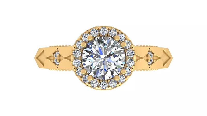 Vintage-Inspired Round Halo Diamond Engagement Ring