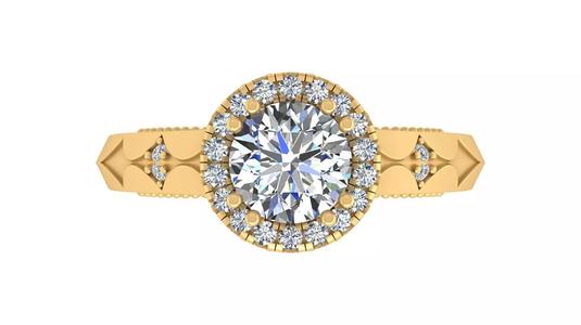Vintage-Inspired Round Halo Diamond Engagement Ring
