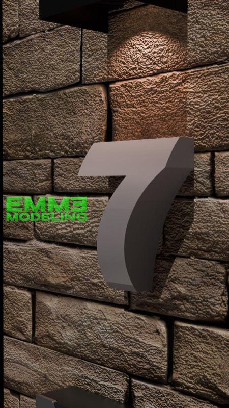 House Number 7 in Modern Rounded Style