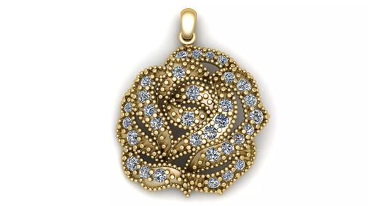 Diamond Fashion Flower Pendant 3d Printable Model