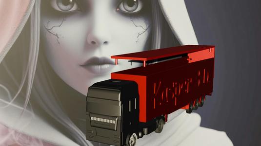 A truck with a trailer