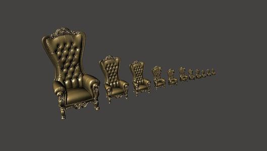 Luxury throne for dioramas 1/6 1/16 1/35 1/72 1/76 HO 1/87.1  O 1/48 G 1/12 1/24 1/32 28mm 1/56 scales