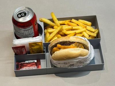 XBurguer, fries, and soda tray